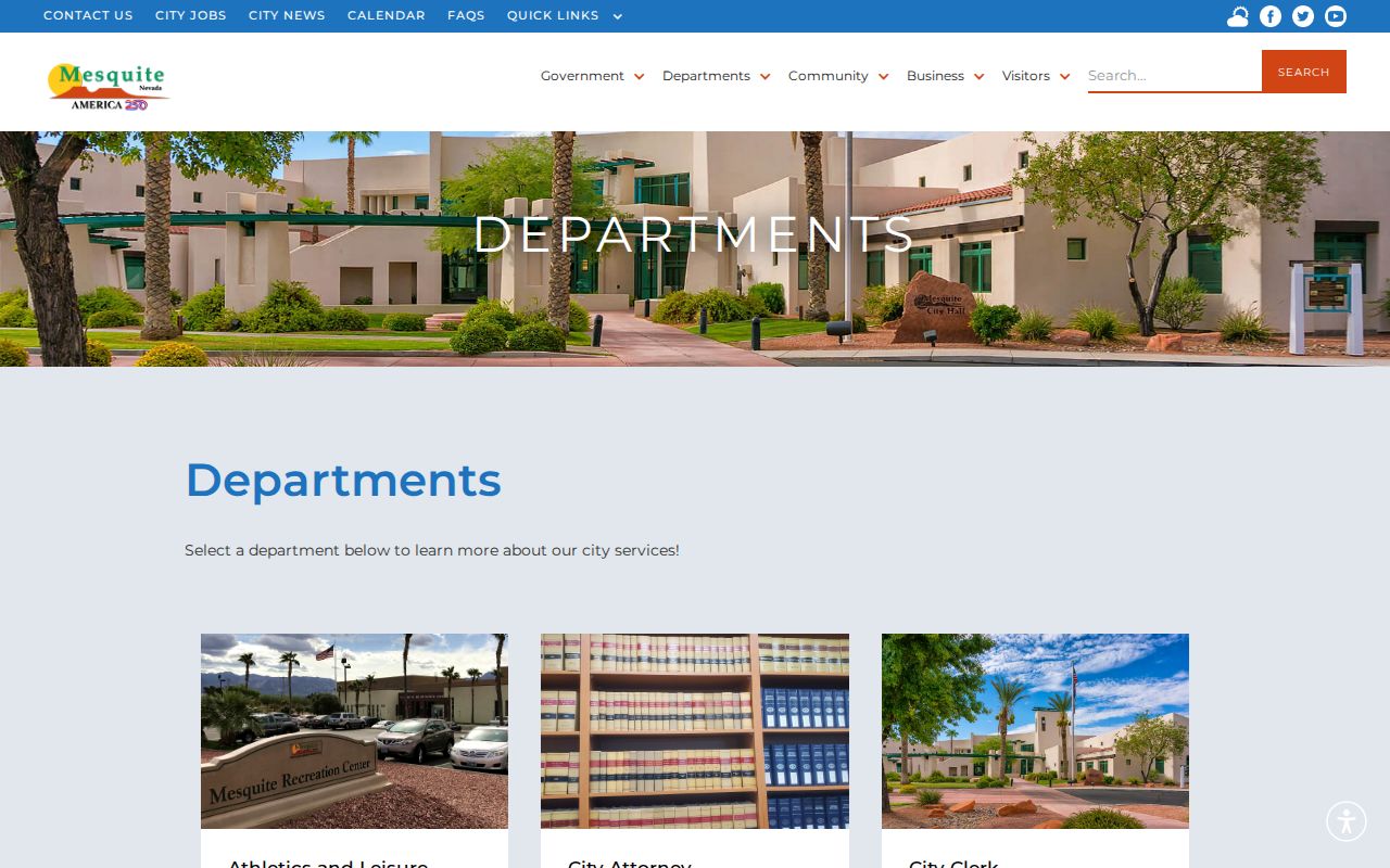 Mesquite people directories page showing city departments and direct contacts