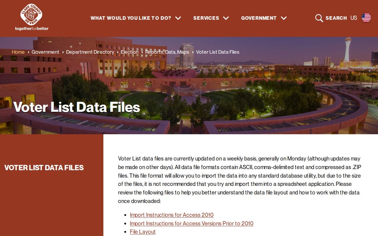Mesquite voter records weekly file download page